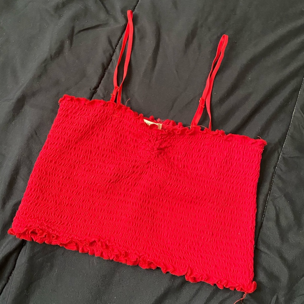 Red Ruched Crop Top